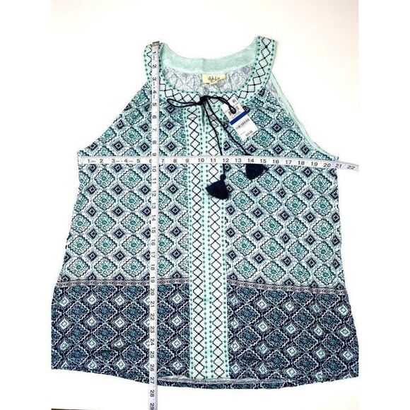 Style & Co Blouse‎ Top XL Blue Green Sleeveless - Picture 3 of 9